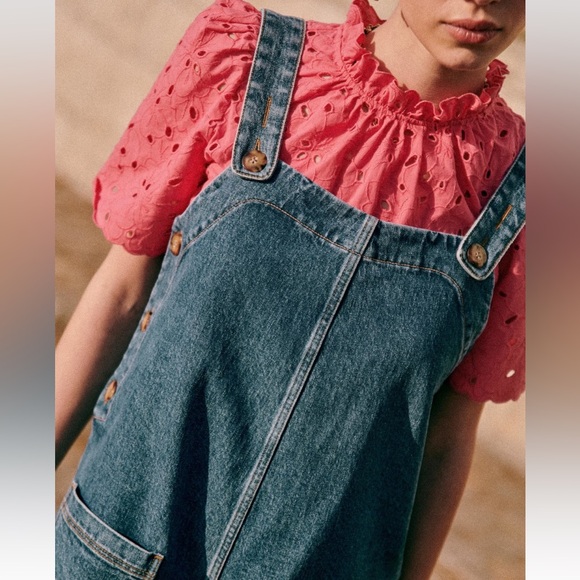 NWT Sézane Alexei Denim Shortalls Romper, size 2 / 34 - Picture 4 of 11